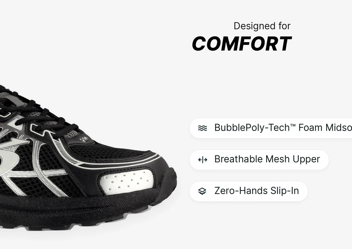Gravity Defyer Men Black & Silver SuperWalk 2.0 Slip-In Zero Hands
